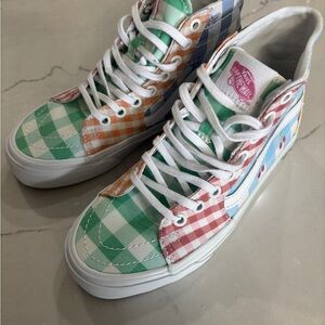 Vans SK-8 High tapered Gingham Block Pastel Checkerboard Sneakers Canvas Upper